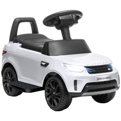 Land Rover Kids Electric Car 2 in 1 6V Children's Car with Sliding Mode, Music, Horn, Electric Vehicle, Slider Car, Push Car with Headlights, 3 km/h, for 1.5-5 Years Children, White