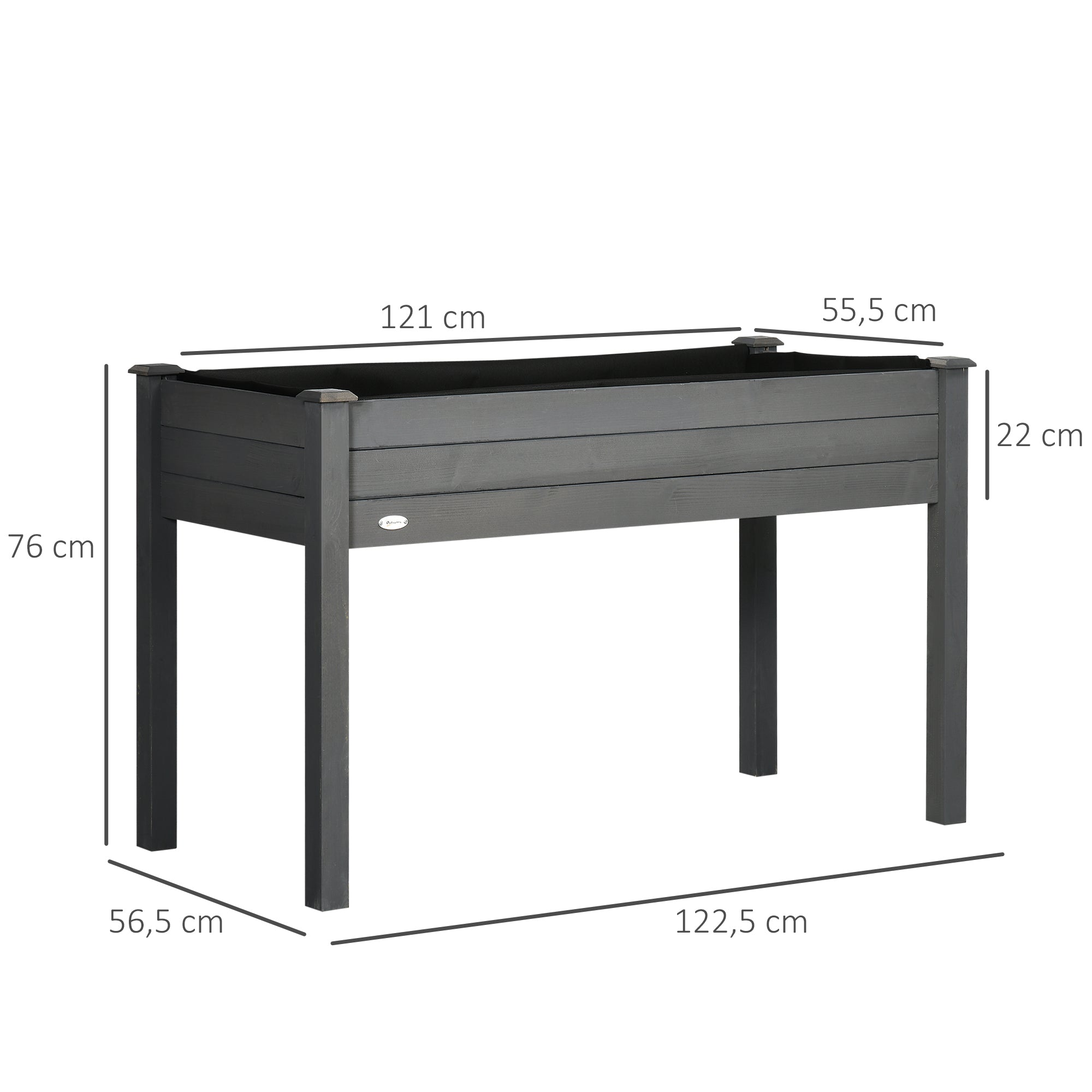 Raised Garden Planter dim. 123L x 57W x 76H cm Includes Irrigation Inserts + Drainage Felt Solid Fir Wood