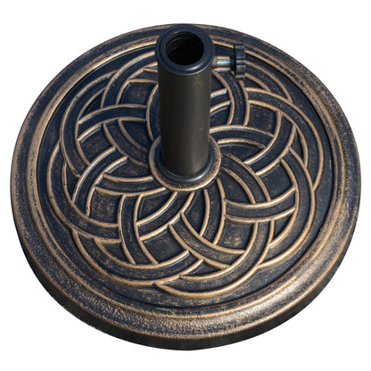 Garden Umbrella Base Net Weight 12 kg Round Parasol Stand Suitable for 38mm/48mm Poles Resin and Steel for Outdoor Terrace Patio Ø45x33 cm Bronze