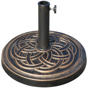 Garden Umbrella Base Net Weight 12 kg Round Parasol Stand Suitable for 38mm/48mm Poles Resin and Steel for Outdoor Terrace Patio Ø45x33 cm Bronze