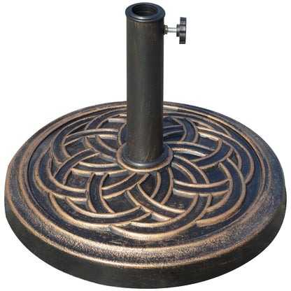 Garden Umbrella Base Net Weight 12 kg Round Parasol Stand Suitable for 38mm/48mm Poles Resin and Steel for Outdoor Terrace Patio Ø45x33 cm Bronze
