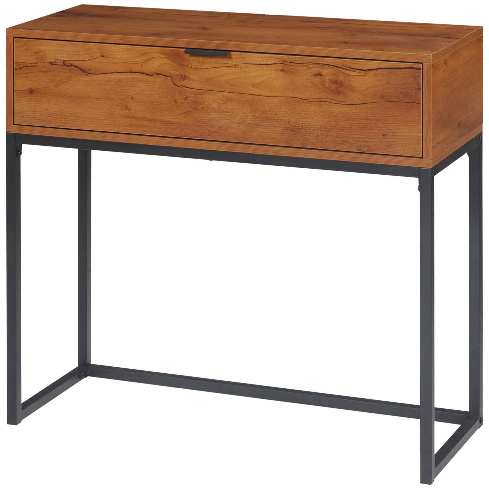 Console Table with Storage, Sofa Table in Industrial Design, Side Table for Entryway, Living Room, Hallway, Steel, Brown, 80 x 30 x 76 cm