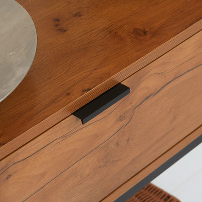 Console Table with Storage, Sofa Table in Industrial Design, Side Table for Entryway, Living Room, Hallway, Steel, Brown, 80 x 30 x 76 cm