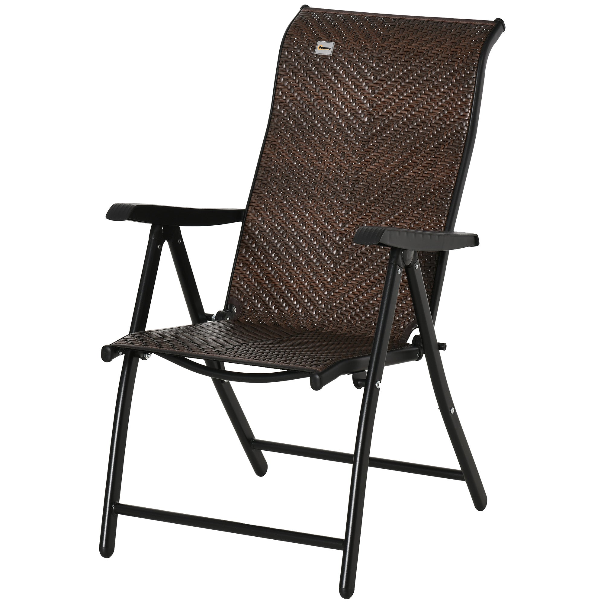 Poly Rattan Garden Chair Folding Chair with 7-Position Adjustable Backrest Weather-resistant Foldable Balcony Chair Camping Chair 120kg Load Garden Chairs for Garden, Balcony 58x71x111cm Brown+Black