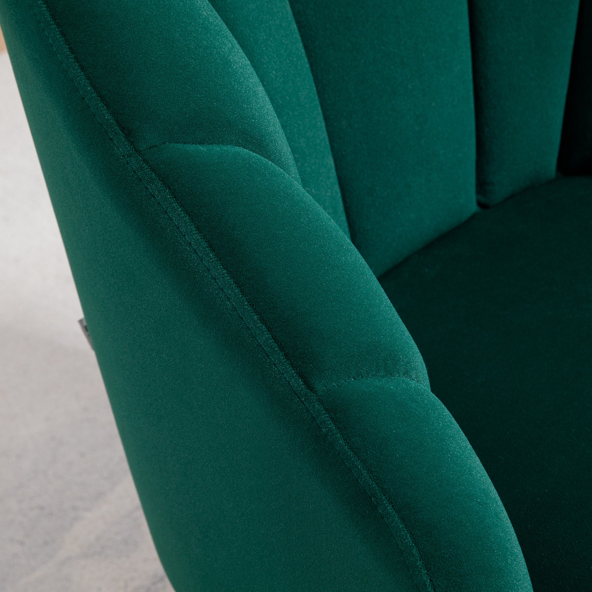 Shell Back Upholstered Chair, Bedroom and Living Room Velvet Armchair with Gold Legs, for Bedroom and Living Room, Green