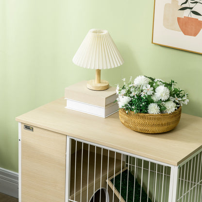 Rabbit Cage Hutch on Wheels with Opening Roof Platforms and Removable Tray - Natural 78 x 52.5 x 76.5 cm