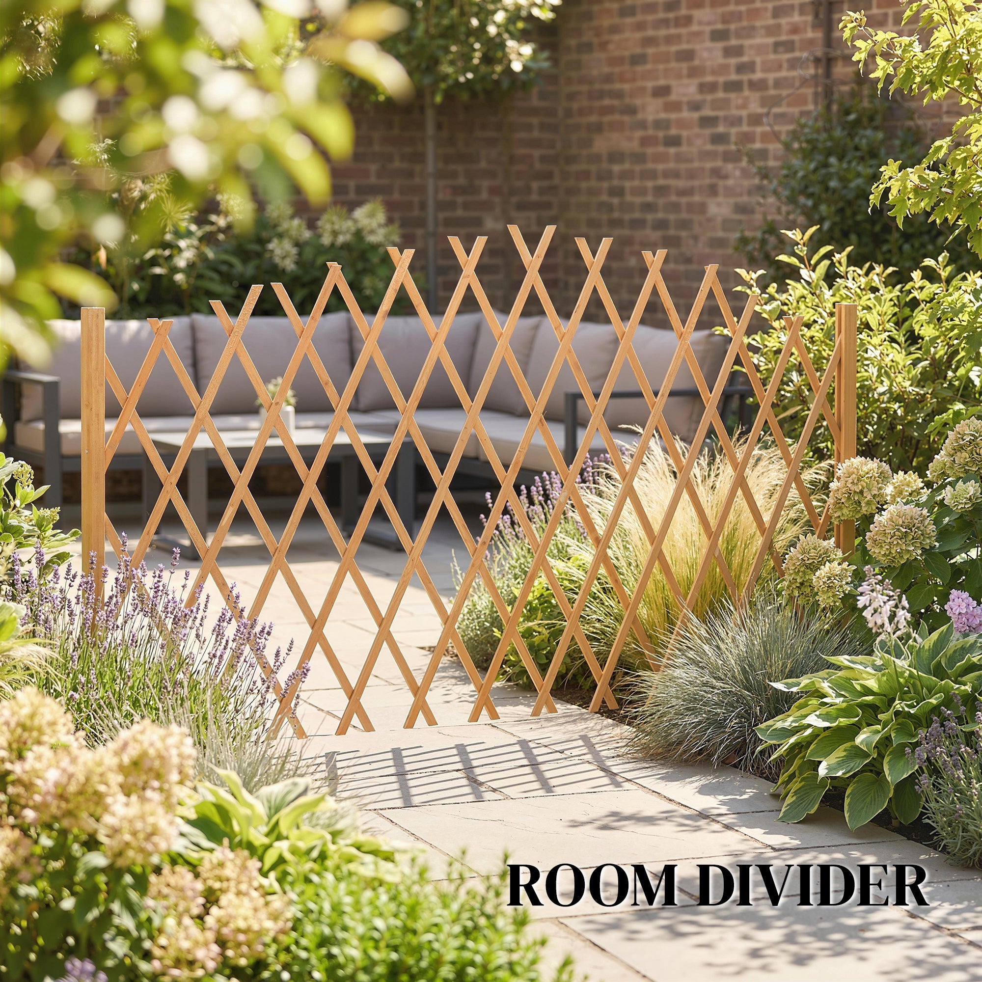 2-Piece Expandable Scissor Trellis with Feet, Freestanding Folding Garden Screen & Plant Support, Pine Wood, 71 x 12 x 40.6 in (180 x 30 x 103 cm) - Brown