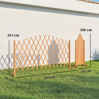 2-Piece Expandable Scissor Trellis with Feet, Freestanding Folding Garden Screen & Plant Support, Pine Wood, 71 x 12 x 40.6 in (180 x 30 x 103 cm) - Brown