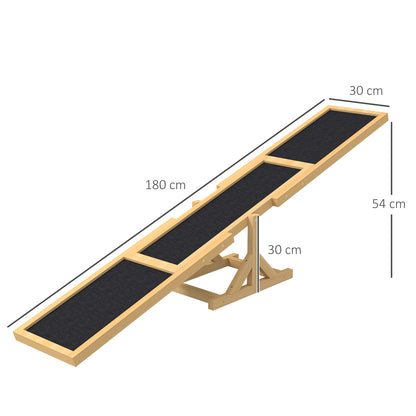 Dog Seesaw, Dog Agility Seesaw made of wood, Non-slip Dog Agility Ramp for dogs under 30 kg, weatherproof Dog Training Outdoor Dog Sport for Balance, 180 x 30 x 30 cm Yellow