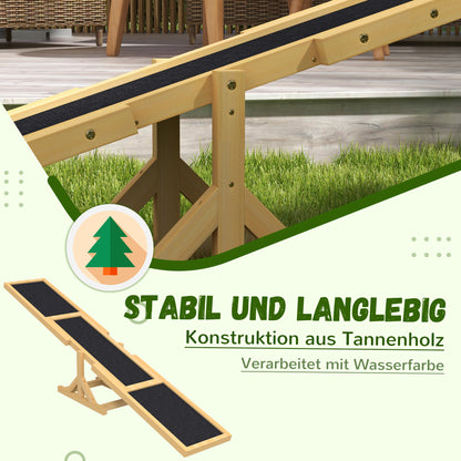 Dog Seesaw, Dog Agility Seesaw made of wood, Non-slip Dog Agility Ramp for dogs under 30 kg, weatherproof Dog Training Outdoor Dog Sport for Balance, 180 x 30 x 30 cm Yellow