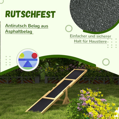 Dog Seesaw, Dog Agility Seesaw made of wood, Non-slip Dog Agility Ramp for dogs under 30 kg, weatherproof Dog Training Outdoor Dog Sport for Balance, 180 x 30 x 30 cm Yellow