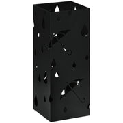 Umbrella Stand Umbrella Stand with 4 Hooks, Water Collection Tray Umbrella Holder for Hallway, Umbrellas & Walking Sticks Steel 15.5 x 15.5 x 40 cm Black