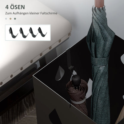 Umbrella Stand Umbrella Stand with 4 Hooks, Water Collection Tray Umbrella Holder for Hallway, Umbrellas & Walking Sticks Steel 15.5 x 15.5 x 40 cm Black