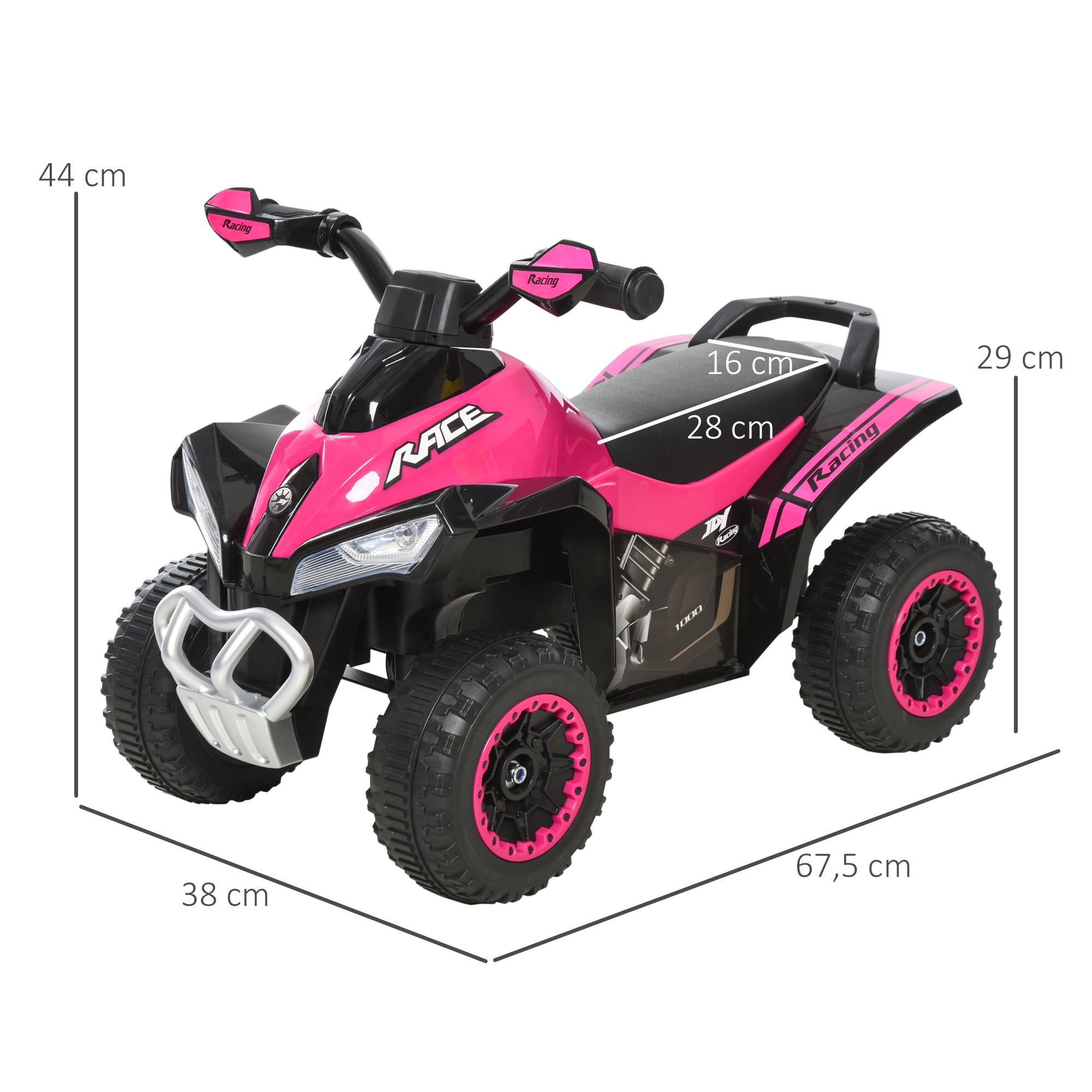 Kids Ride-On Car Pedal Go-Kart with Feet Slide Children's Car for 18-36 Months Light Music Plastic Steel Pink 67.5 x 38 x 44 cm