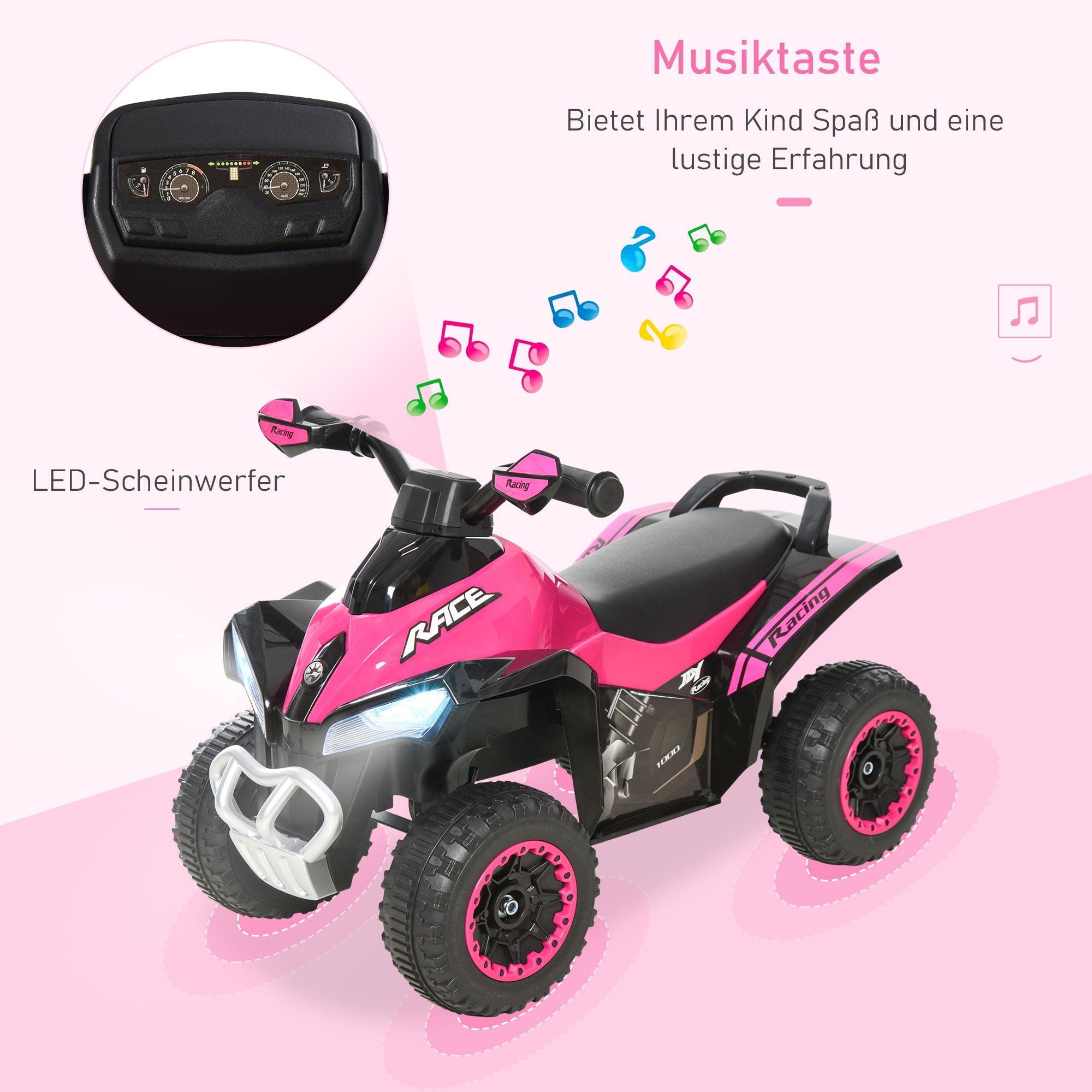 Kids Ride-On Car Pedal Go-Kart with Feet Slide Children's Car for 18-36 Months Light Music Plastic Steel Pink 67.5 x 38 x 44 cm