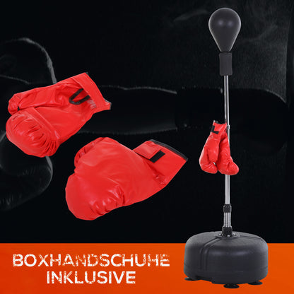 Punching Ball Set 136-154 cm Adjustable Height Boxing Stand with 1 pair of Gloves Suction Cup Stand Boxing Trainer for Adults and Teenagers Black