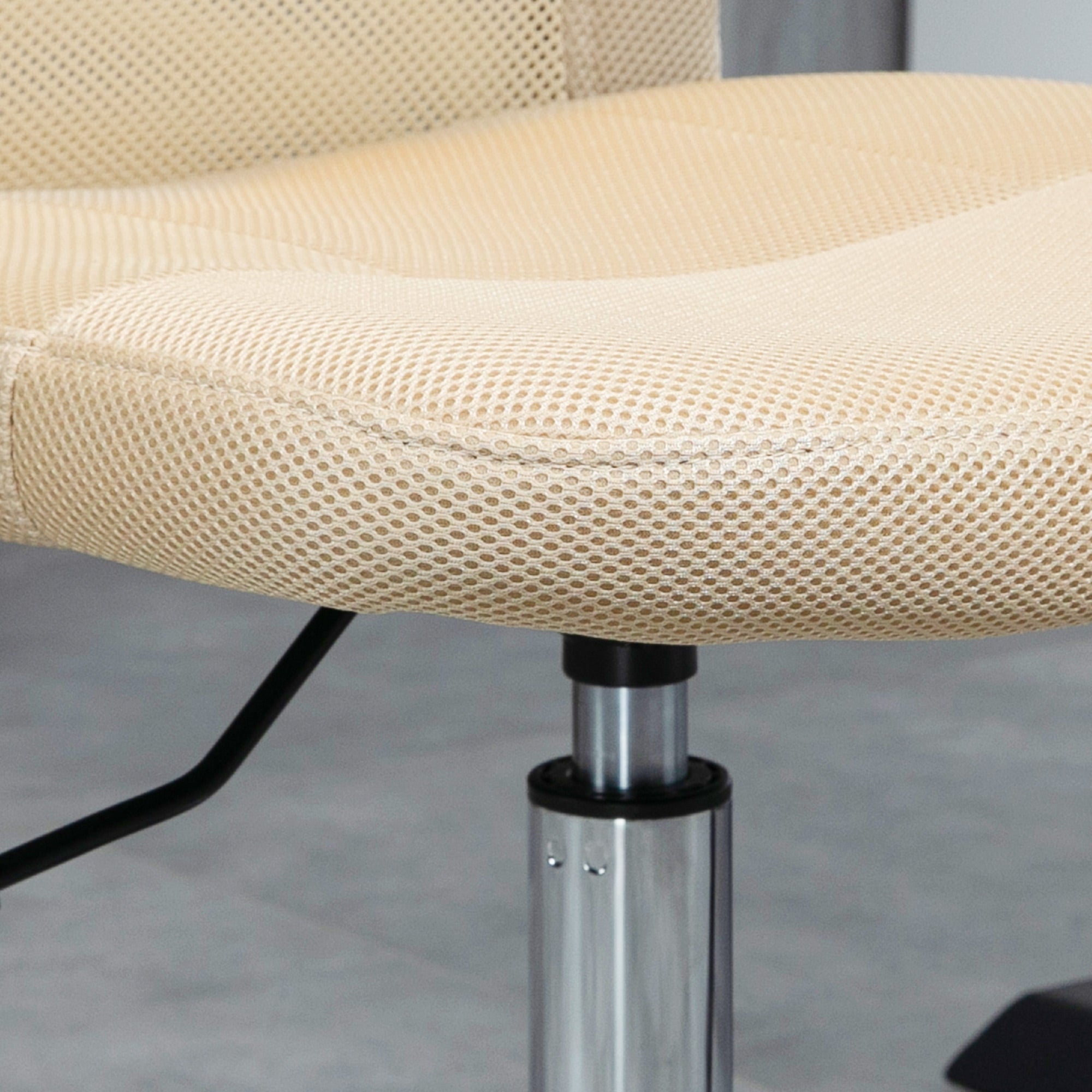 Mesh Office Chair Armless Swivel Desk Chair with Adjustable Height 220 lbs Capacity for Study Office 43x58x90-100 cm Beige