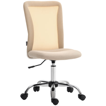 Mesh Office Chair Armless Swivel Desk Chair with Adjustable Height 220 lbs Capacity for Study Office 43x58x90-100 cm Beige