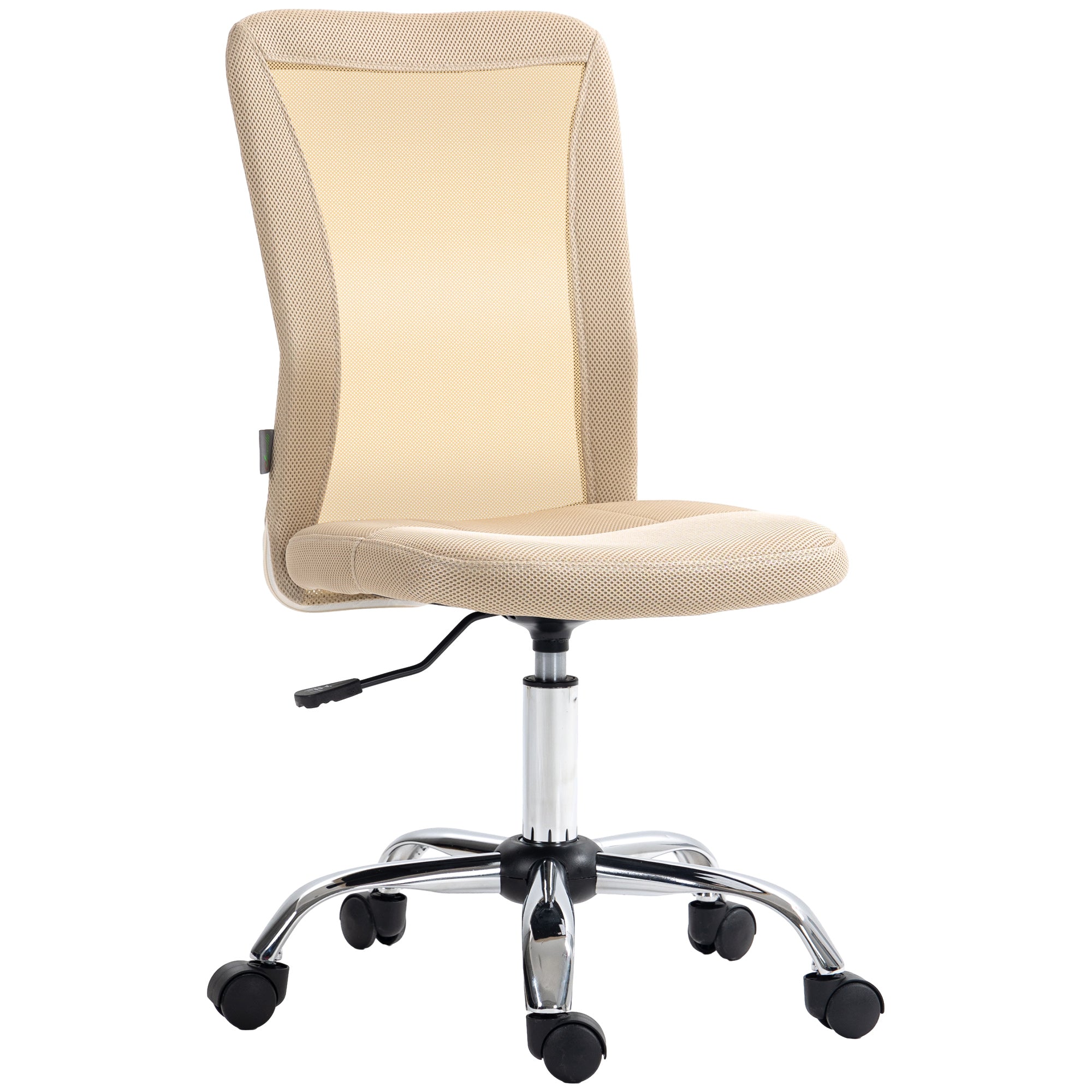 Mesh Office Chair Armless Swivel Desk Chair with Adjustable Height 220 lbs Capacity for Study Office 43x58x90-100 cm Beige