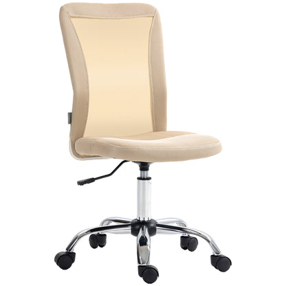 Mesh Office Chair Armless Swivel Desk Chair with Adjustable Height 220 lbs Capacity for Study Office 43x58x90-100 cm Beige