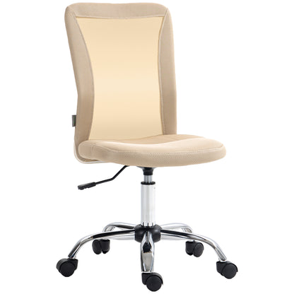 Mesh Office Chair Armless Swivel Desk Chair with Adjustable Height 220 lbs Capacity for Study Office 43x58x90-100 cm Beige