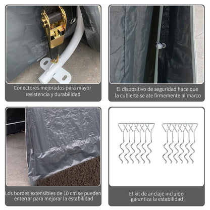 Outdoor Garden Tent for Tools Bicycles 9.19x7.87x7.87 ft Exterior Shed with 2 Zipper Doors Waterproof Anti-UV Garden Tent Dark Gray