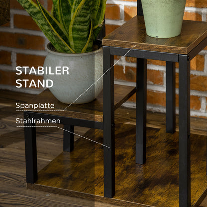 4-Tier Plant Stand, 81cm Tall Flower Stand for Indoor Outdoor, Steel Plant Shelf, Multi-level Flower Stand, Flower Step Stand Flower Pot Stand for Living Room, Garden Balcony, Brown