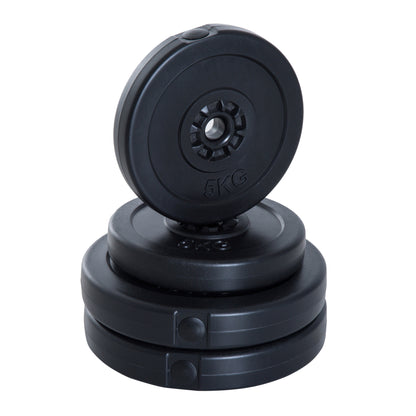 Set of 4 Weight Plates 2x5 kg and 2x10 kg Weight Plate Set with 25mm Hole for Barbell or Dumbbells Strength Training Weightlifting Black