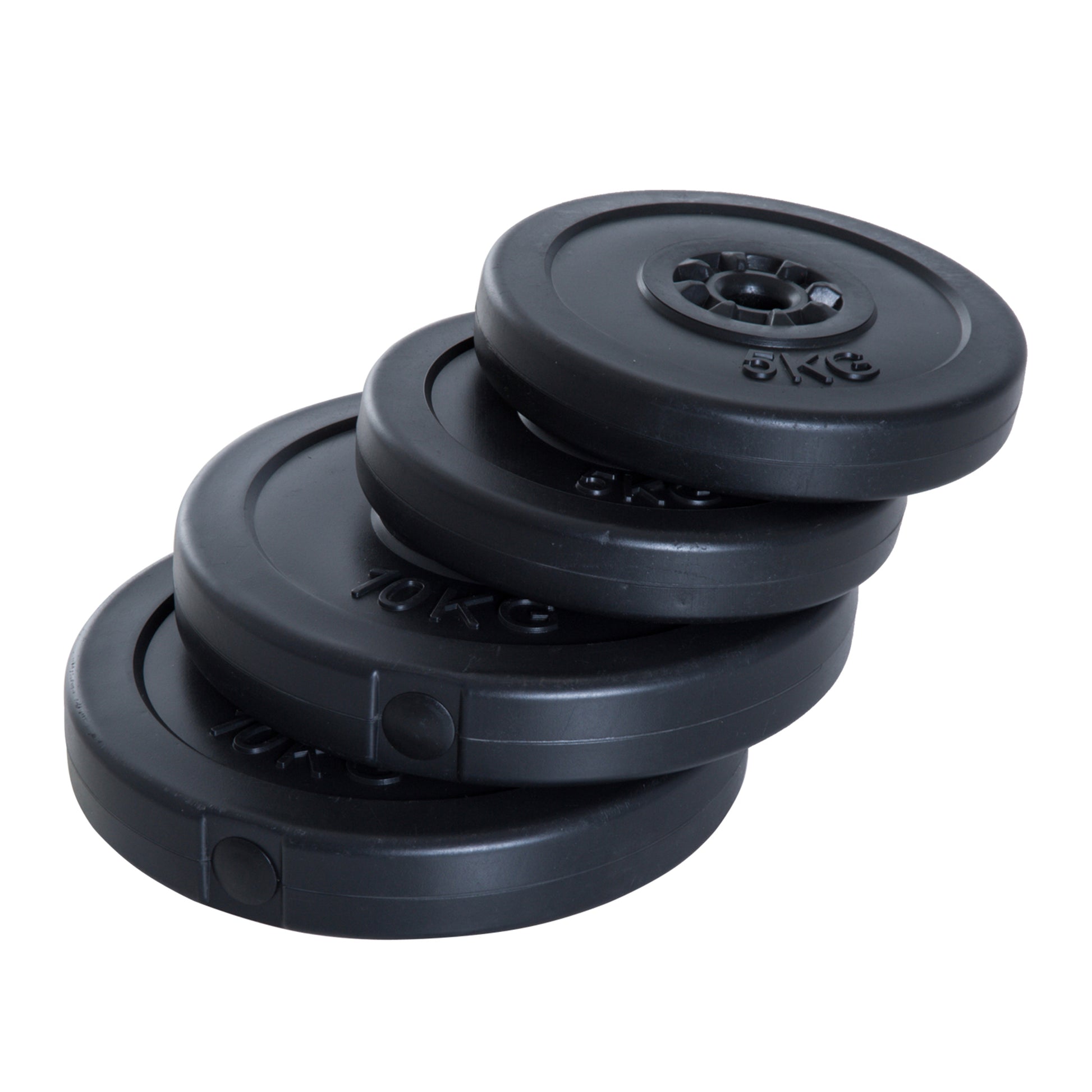 Set of 4 Weight Plates 2x5 kg and 2x10 kg Weight Plate Set with 25mm Hole for Barbell or Dumbbells Strength Training Weightlifting Black