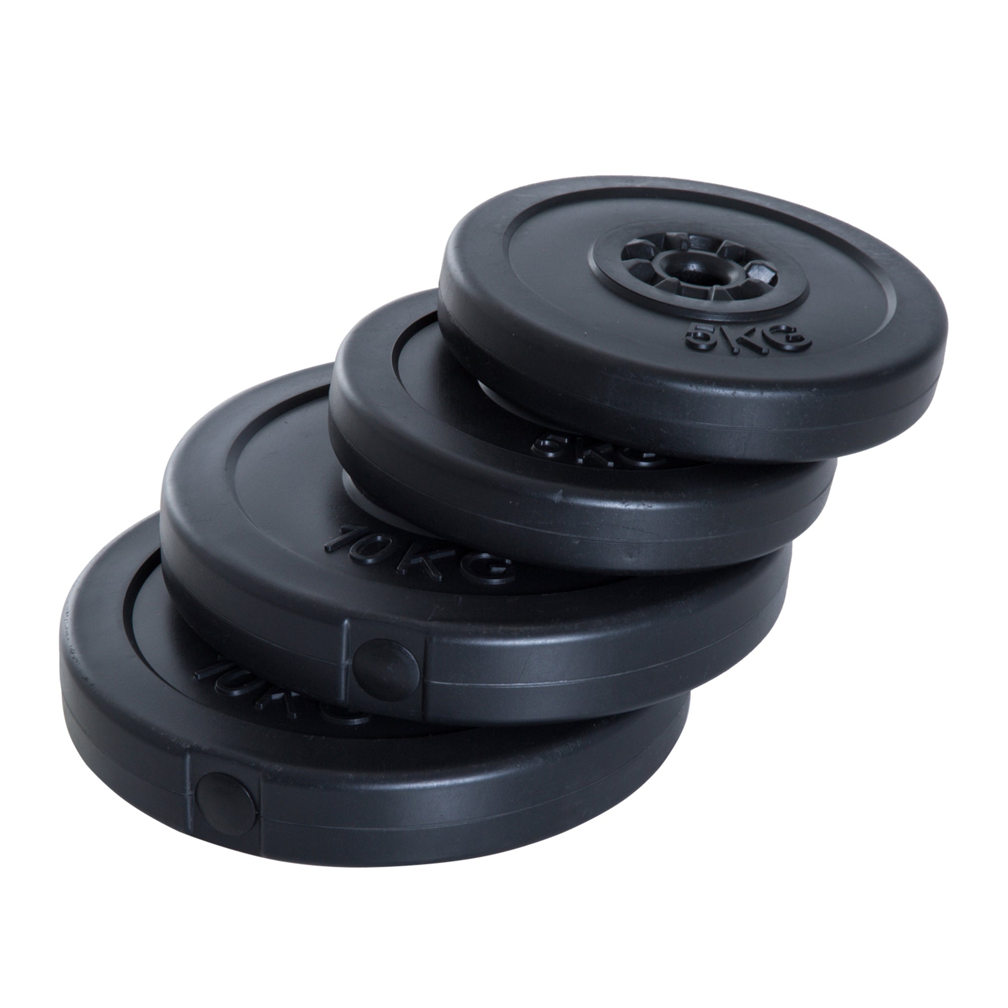Set of 4 Weight Plates 2x5 kg and 2x10 kg Weight Plate Set with 25mm Hole for Barbell or Dumbbells Strength Training Weightlifting Black