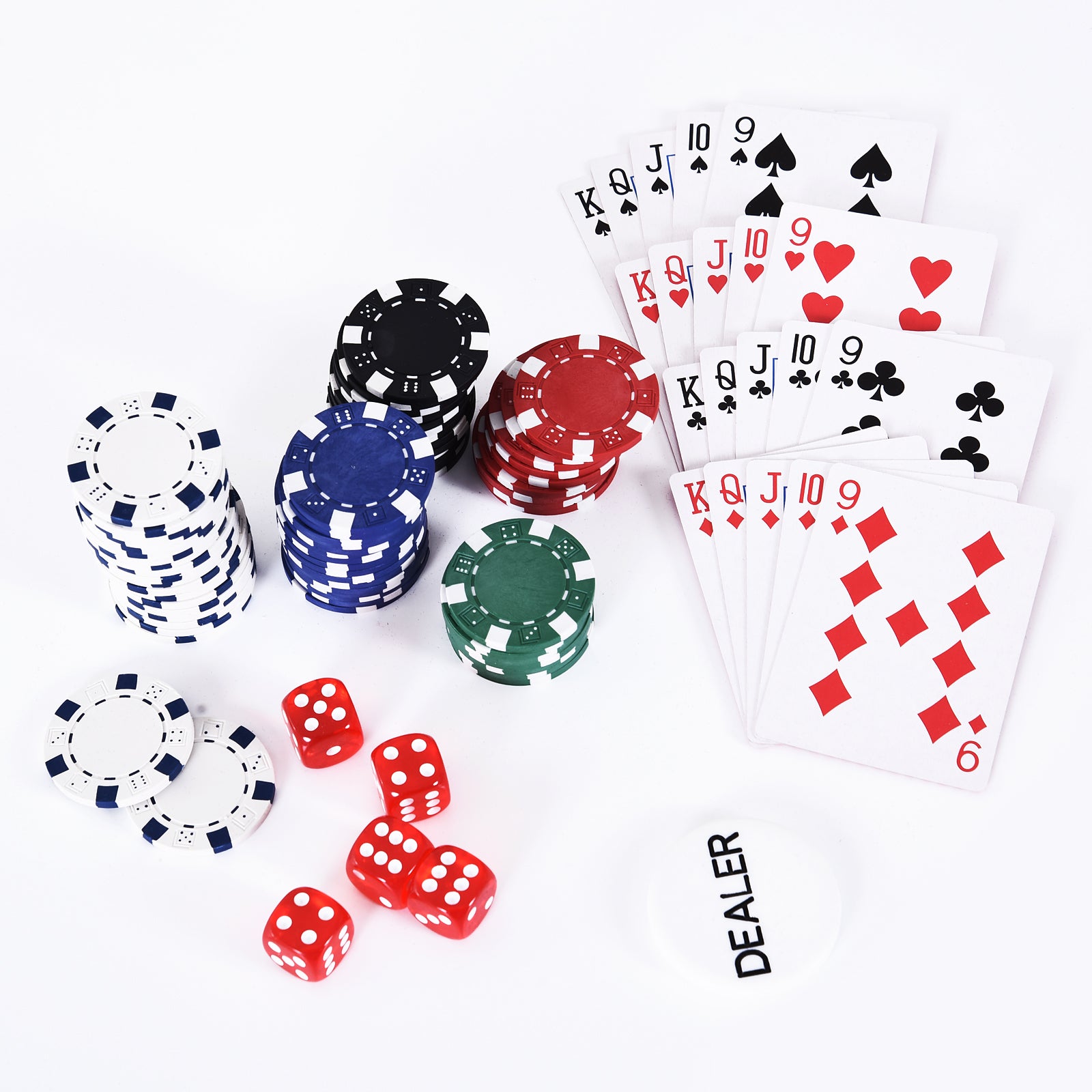 Lockable Poker Case Poker Set with Case 300 Chips 5 Dice 2 Decks of Cards Accessories, Complete Poker Chip Set Card Games Aluminum Case for Texas Hold'em, Blackjack