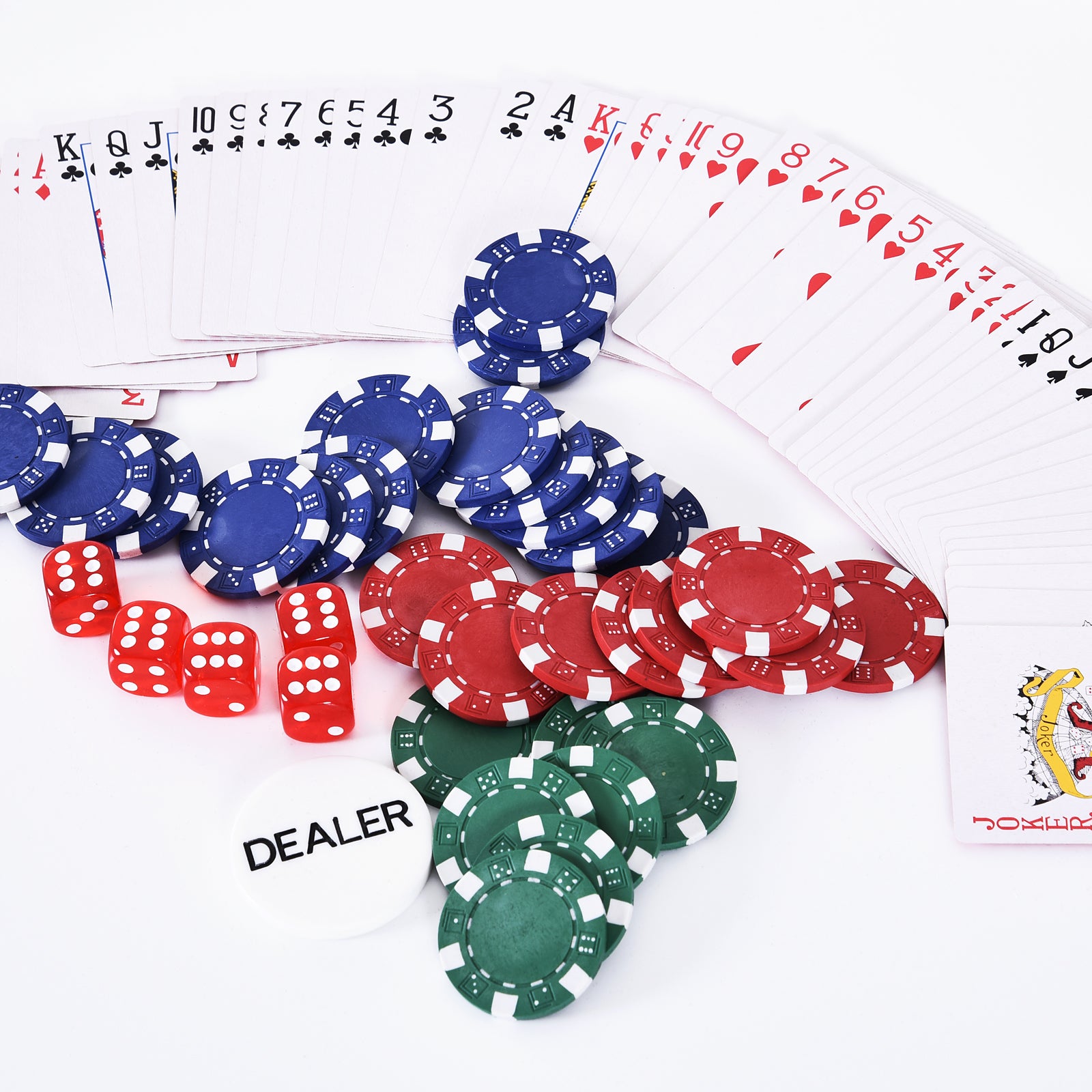 Lockable Poker Case Poker Set with Case 300 Chips 5 Dice 2 Decks of Cards Accessories, Complete Poker Chip Set Card Games Aluminum Case for Texas Hold'em, Blackjack