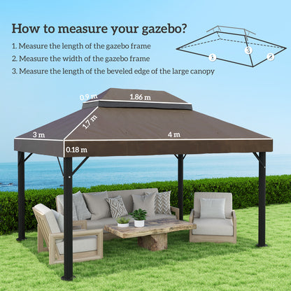 Replacement Canopy Top for Gazebo 4x3m Double-tiered Canopy with Mosquito Net UV30+ Protection Replacement Cover for Gazebo Café