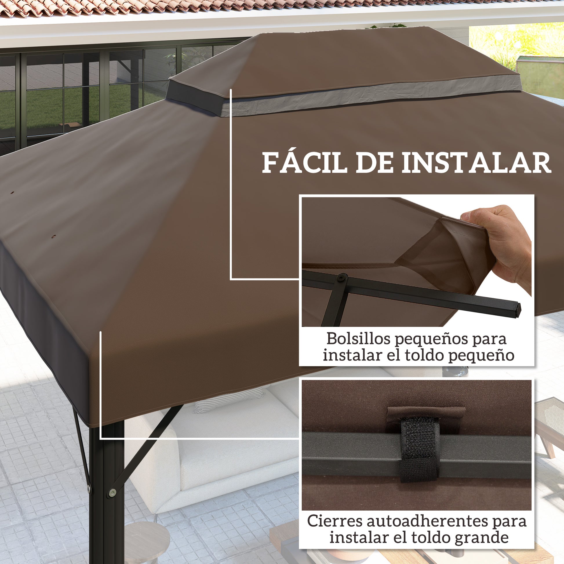 Replacement Canopy Top for Gazebo 4x3m Double-tiered Canopy with Mosquito Net UV30+ Protection Replacement Cover for Gazebo Café