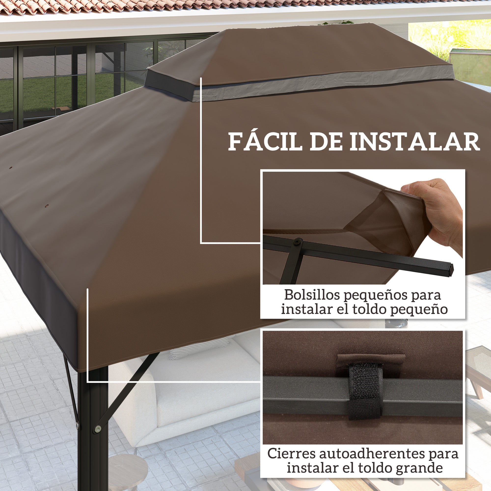 Replacement Canopy Top for Gazebo 4x3m Double-tiered Canopy with Mosquito Net UV30+ Protection Replacement Cover for Gazebo Café