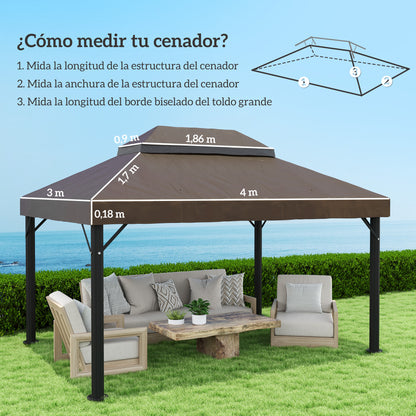 Replacement Canopy Top for Gazebo 4x3m Double-tiered Canopy with Mosquito Net UV30+ Protection Replacement Cover for Gazebo Café