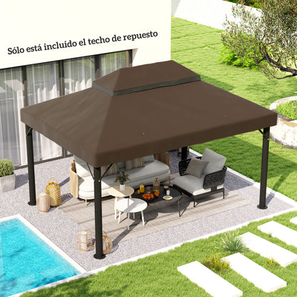 Replacement Canopy Top for Gazebo 4x3m Double-tiered Canopy with Mosquito Net UV30+ Protection Replacement Cover for Gazebo Café