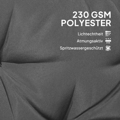 3 Seater Bench Cushion 180x110x8 cm Bench Pad with Straps, Seat Cushion, Outdoor/Indoor Chair Cushion, Seat Cover, Seat Pillow, Bench Cushion for Garden Furniture, Hammock, Dark Gray+Black