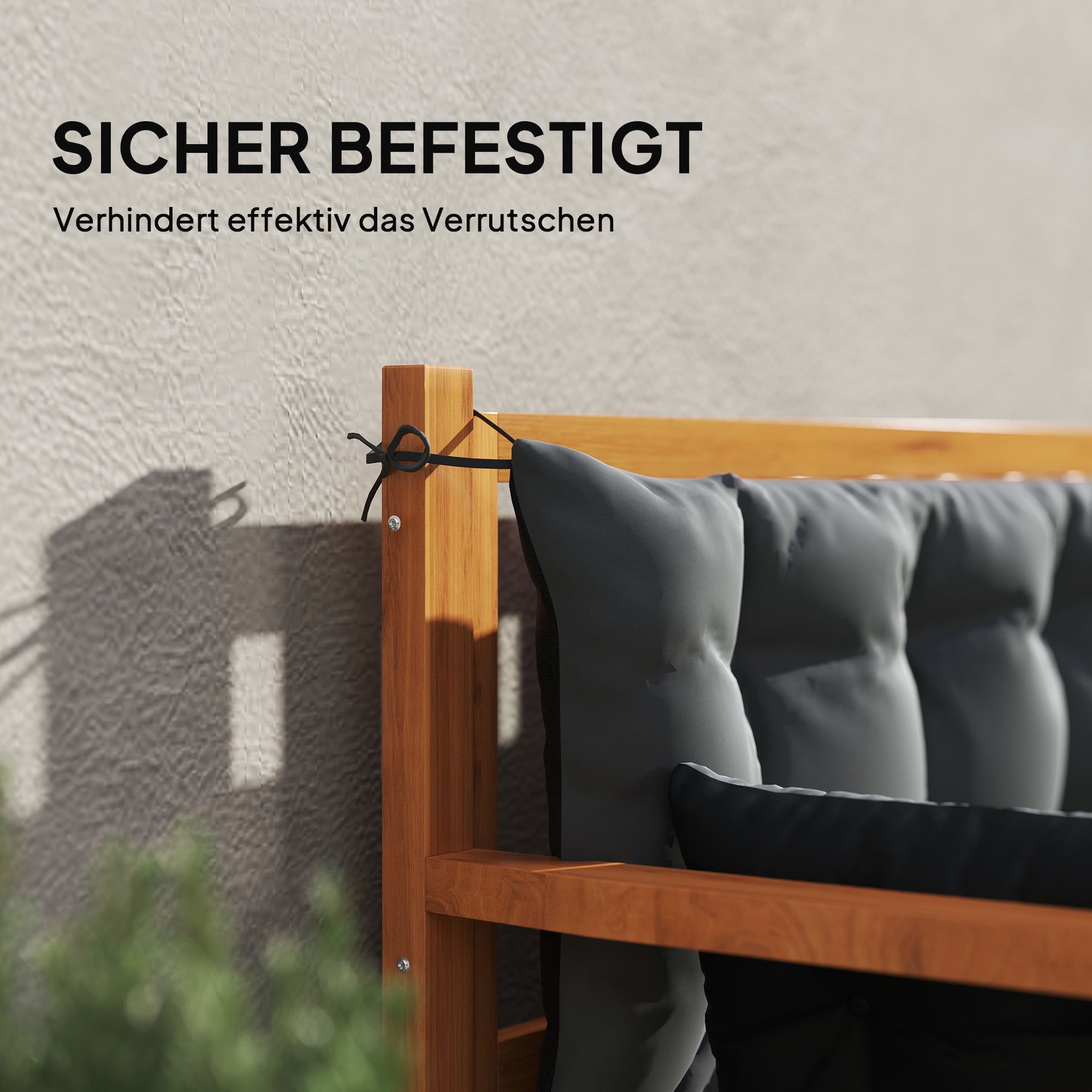 3 Seater Bench Cushion 180x110x8 cm Bench Pad with Straps, Seat Cushion, Outdoor/Indoor Chair Cushion, Seat Cover, Seat Pillow, Bench Cushion for Garden Furniture, Hammock, Dark Gray+Black