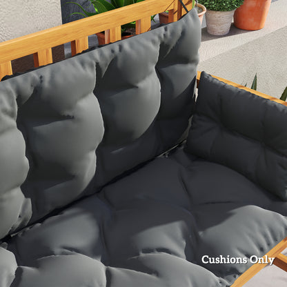 3 Seater Bench Cushion 180x110x8 cm Bench Pad with Straps, Seat Cushion, Outdoor/Indoor Chair Cushion, Seat Cover, Seat Pillow, Bench Cushion for Garden Furniture, Hammock, Dark Gray+Black
