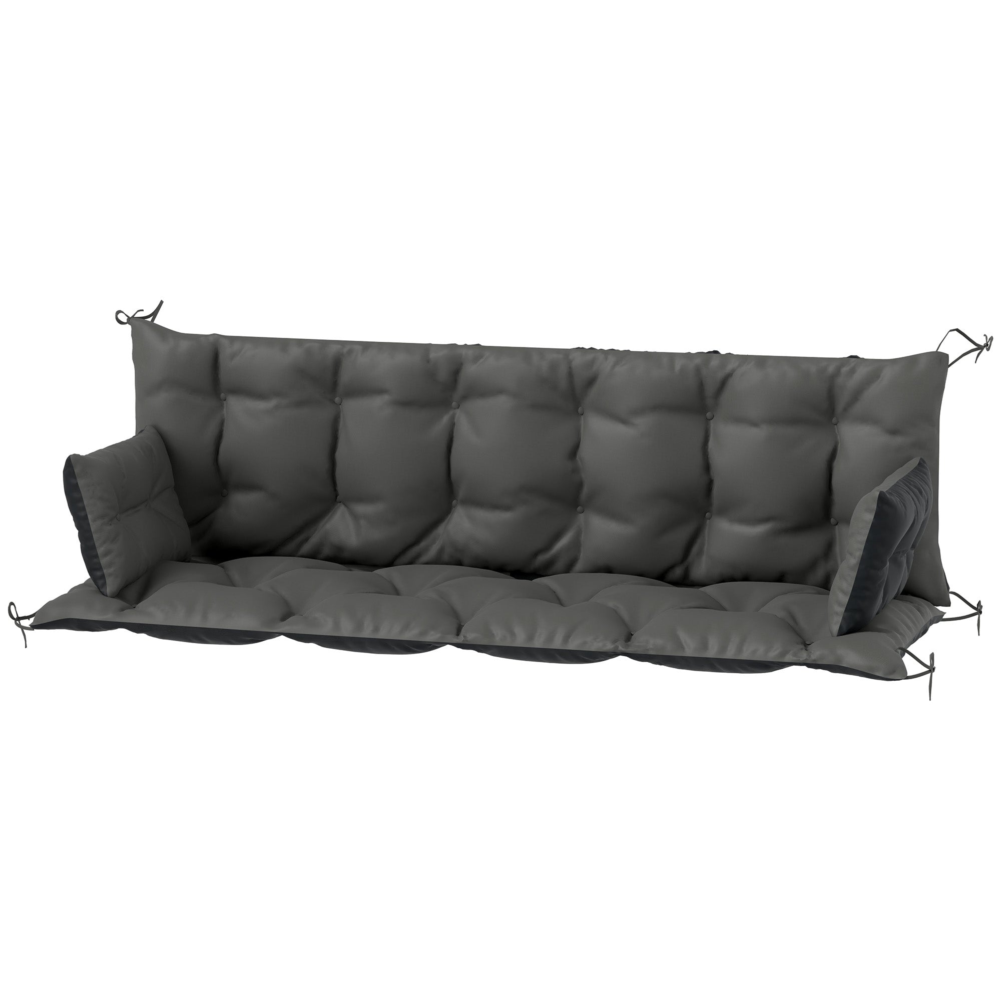 3 Seater Bench Cushion 180x110x8 cm Bench Pad with Straps, Seat Cushion, Outdoor/Indoor Chair Cushion, Seat Cover, Seat Pillow, Bench Cushion for Garden Furniture, Hammock, Dark Gray+Black