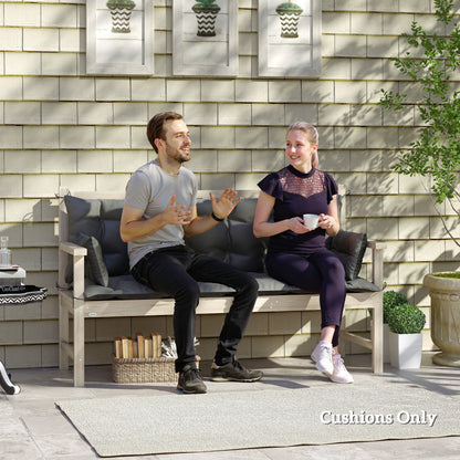 3 Seater Bench Cushion 180x110x8 cm Bench Pad with Straps, Seat Cushion, Outdoor/Indoor Chair Cushion, Seat Cover, Seat Pillow, Bench Cushion for Garden Furniture, Hammock, Dark Gray+Black