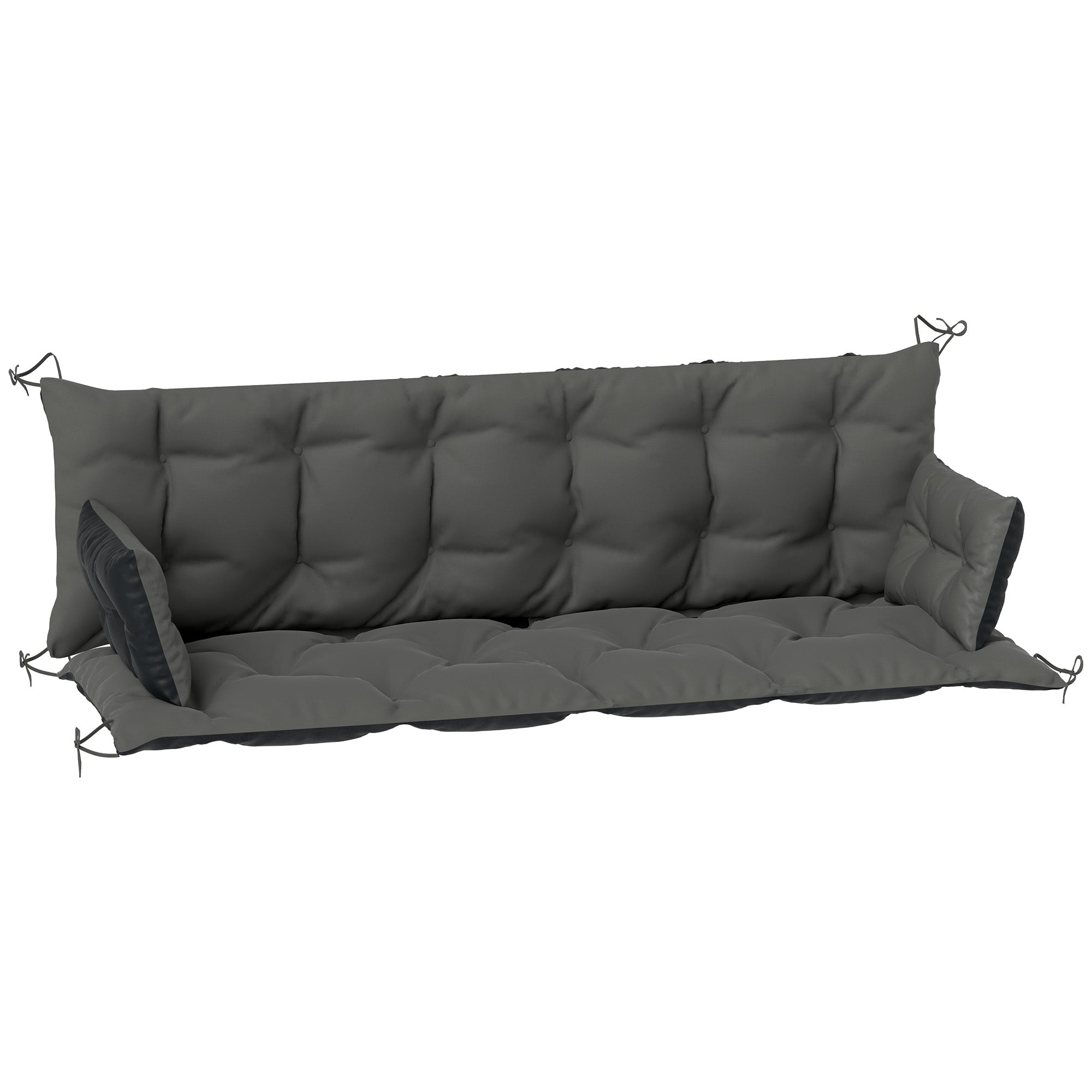 3 Seater Bench Cushion 180x110x8 cm Bench Pad with Straps, Seat Cushion, Outdoor/Indoor Chair Cushion, Seat Cover, Seat Pillow, Bench Cushion for Garden Furniture, Hammock, Dark Gray+Black