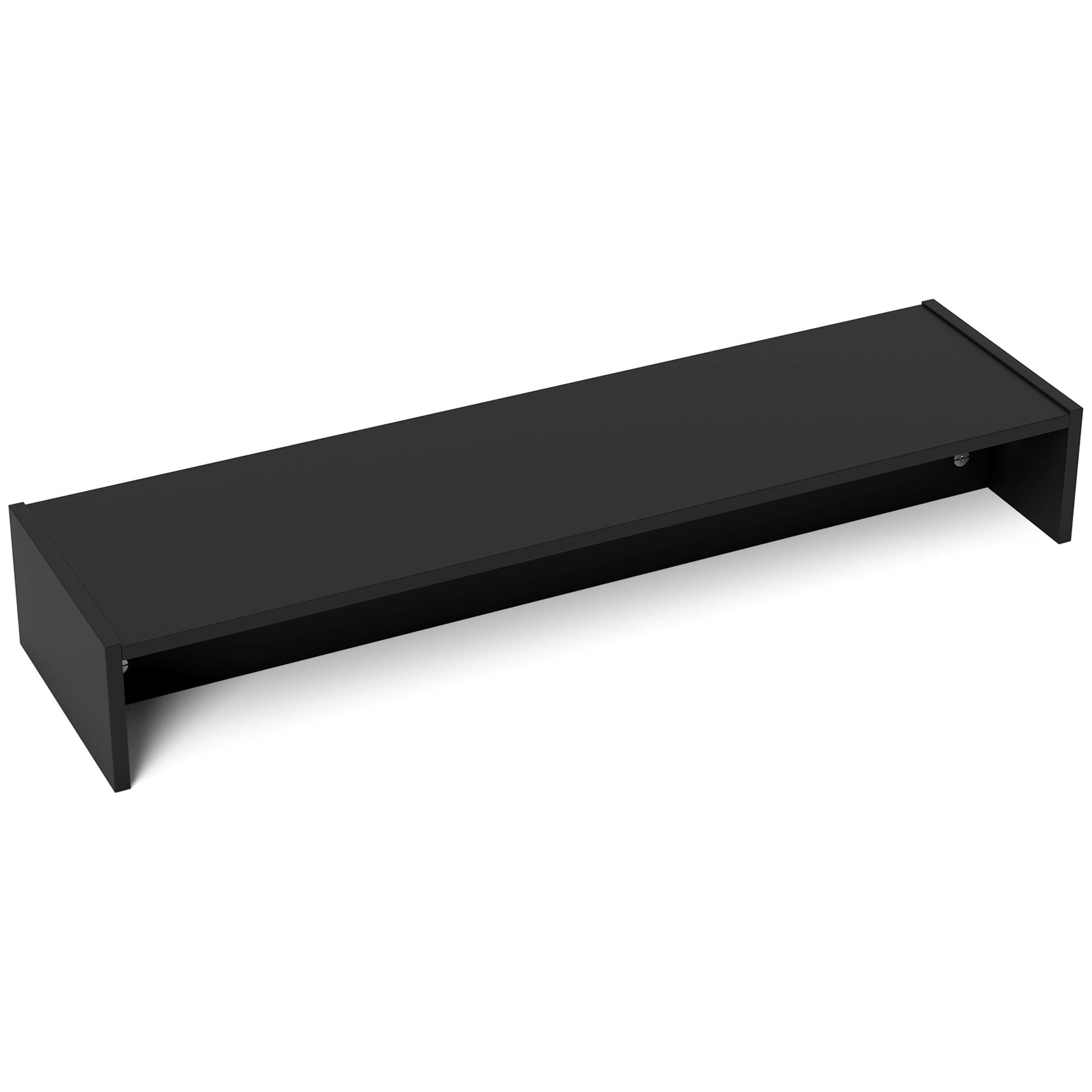 PC Monitor Stand with 2 Storage Compartments, Desktop Monitor Stand in Wood, for Laptop and Computer, Holds up to 16Kg, 100x27x15 cm, Black
