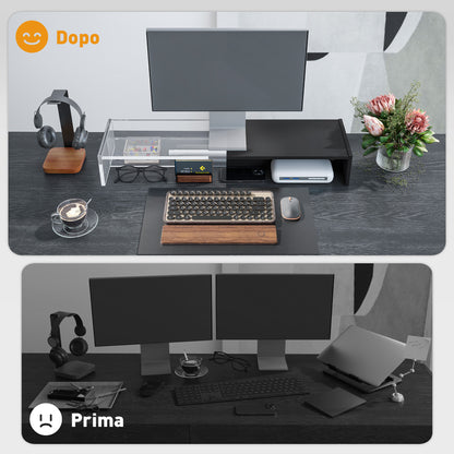 PC Monitor Stand with 2 Storage Compartments, Desktop Monitor Stand in Wood, for Laptop and Computer, Holds up to 16Kg, 100x27x15 cm, Black