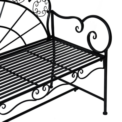 2-Seater Garden Bench Sturdy, Rust-free Park Bench Seat Bench Outdoor Furniture for Patio, Garden, and General Outdoor Area 107cm x 55.5cm x 90.5cm, Black
