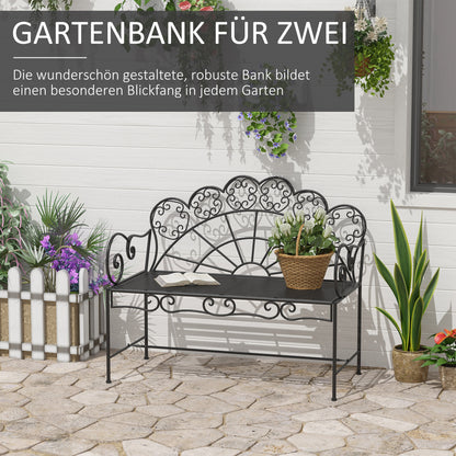 2-Seater Garden Bench Sturdy, Rust-free Park Bench Seat Bench Outdoor Furniture for Patio, Garden, and General Outdoor Area 107cm x 55.5cm x 90.5cm, Black