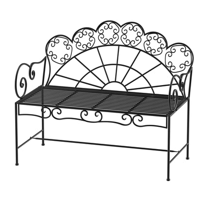 2-Seater Garden Bench Sturdy, Rust-free Park Bench Seat Bench Outdoor Furniture for Patio, Garden, and General Outdoor Area 107cm x 55.5cm x 90.5cm, Black
