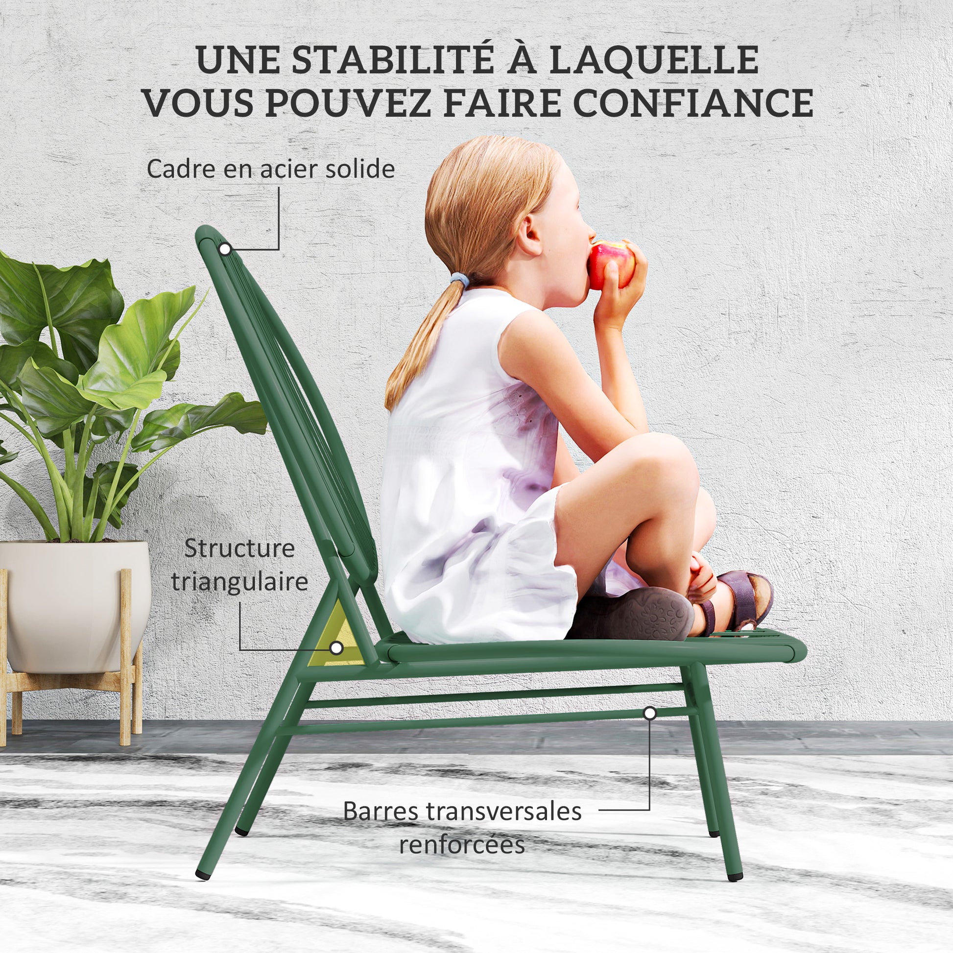 Garden Furniture Set, 3 Pieces, Outdoor Seating for 2 with 2 Acapulco Chairs and Coffee Table, Garden Furniture, Patio, Balcony, Porch, Dark Green