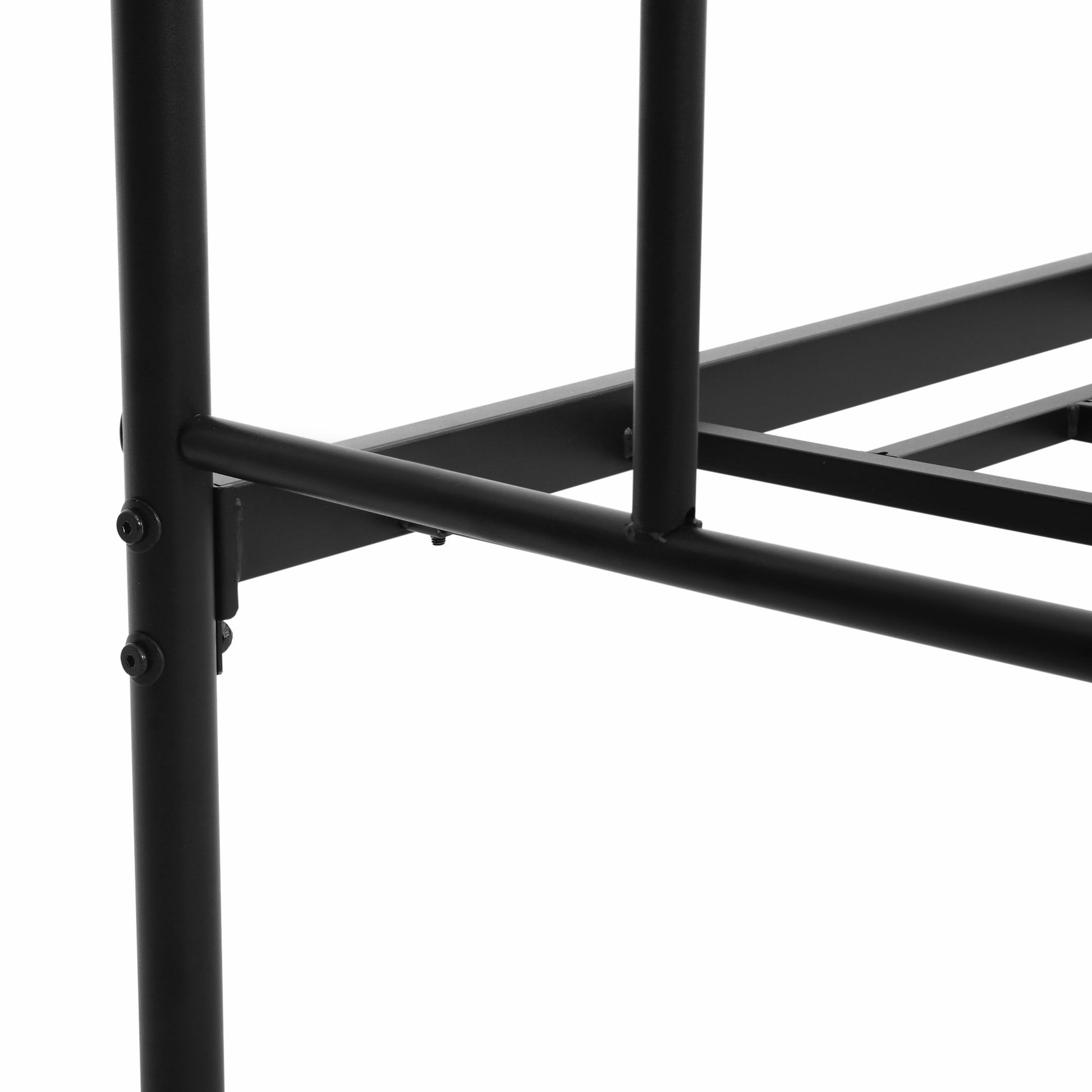 Single Bed Frame in Steel 95x211x106cm, Integrated Slats, Headboard and Footboard, Underbed Storage, Black